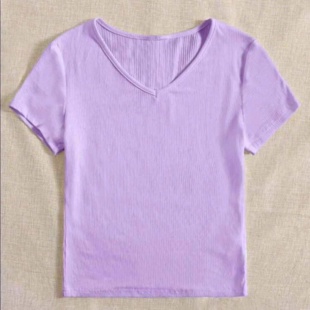 V neck Lilac Ribbed Top